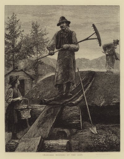 مواقد الفحم في جبال الألب بواسطة Hubert von Herkomer