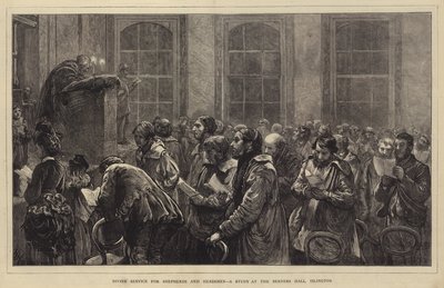 الخدمة الإلهية للرعاة والرعاة ، دراسة في قاعة بيرنرز ، Islington بواسطة Hubert von Herkomer