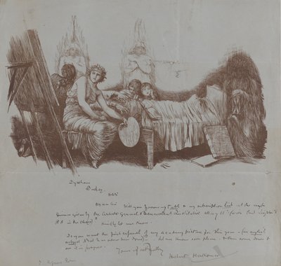 دعوة لحضور عشاء مفيد من Hubert von Herkomer إلى Thomas Agnew ، 1877-1878. بواسطة Hubert von Herkomer