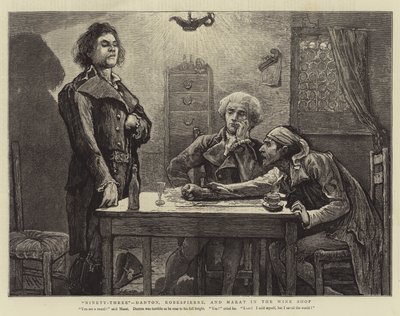 ثلاثة وتسعون ودانتون وروبيسبير ومارات في متجر النبيذ بواسطة Hubert von Herkomer