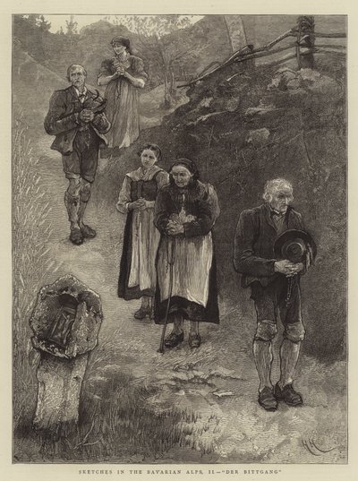 اسكتشات في جبال الألب البافارية ، الثاني ، دير بيتجانج بواسطة Hubert von Herkomer