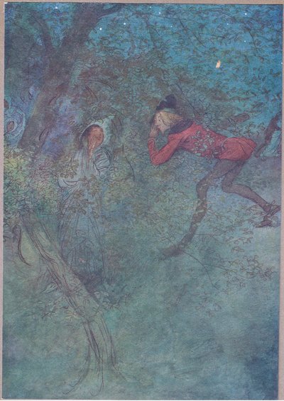 ذهبت إليها وبكيت أمي وبكت الميزانية ، التوضيح من The Merry Wives of Windsor ، 1910 بواسطة هيو طومسون