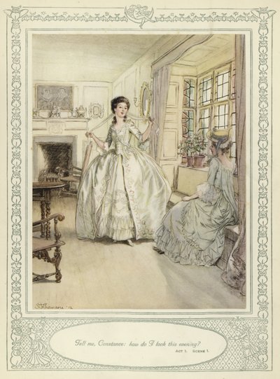 رسم توضيحي لـ Goldsmith&39;s She Stoops to Conquer بواسطة هيو طومسون