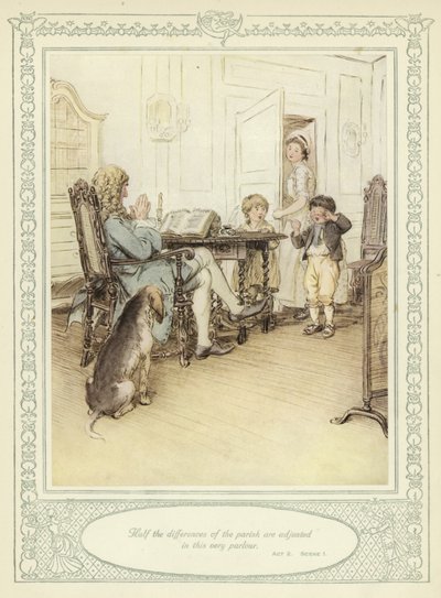 رسم توضيحي لـ Goldsmith&39;s She Stoops to Conquer بواسطة هيو طومسون