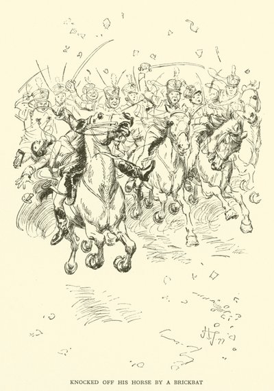 Knocked off his Horse by a Brickbat (engraving) بواسطة هيو طومسون