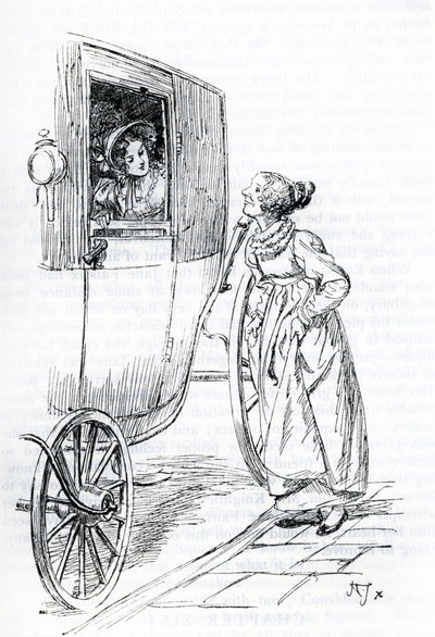 "Miss Bates et Emma" (illustration) بواسطة هيو طومسون