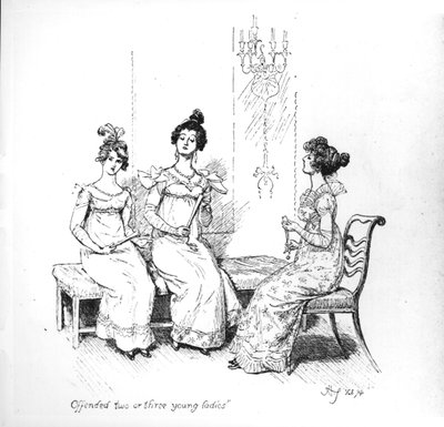"أساءت امرأتان أو ثلاث شابات" ، أخوات بينجلي من "كبرياء وتحامل" لجين أوستن ، 1894 (النقش) (صور من وزن الجسم) بواسطة هيو طومسون