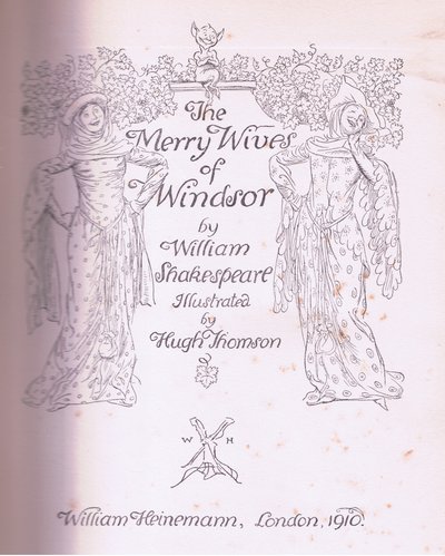 تصميم صفحة العنوان ، توضيح من The Merry Wives of Windsor ، 1910 بواسطة هيو طومسون