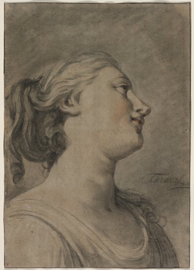 رأس شخصية أنثوية في الملف الشخصي ، مقلوبة إلى اليمين ، ج. 1763-1770. بواسطة هيوز ترافال