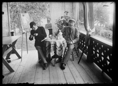 هوغو وجوليوس سيمبرغ على شرفة نيمنلاوتا بواسطة هوغو سيمبرج