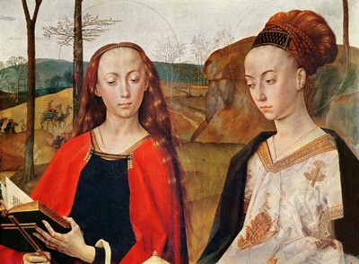 القديسة مارغريت والقديسة مريم المجدلية. التفاصيل من مذبح Portinari. حوالي عام 1479. زيت على لوح بواسطة هوغو فان دير جويس