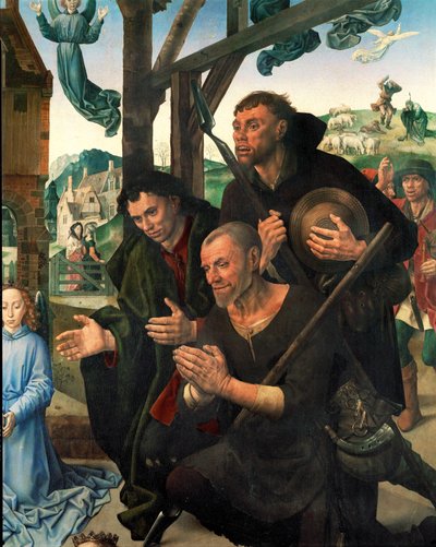 ثلاثة رعاة (تمبراً على الخشب) بواسطة هوغو فان دير جويس