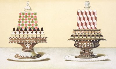 تصميم لتقديم الحلويات ، رسم توضيحي من كتاب طهي مجري حول الطبخ الفرنسي ، c.1880 بواسطة المدرسة المجرية
