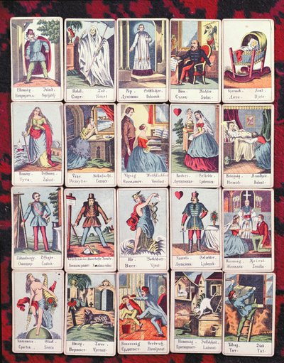 بطاقات LeNormand بأربع لغات (المجرية والألمانية والصربية والكرواتية) ، نهاية القرن التاسع عشر بواسطة المدرسة المجرية