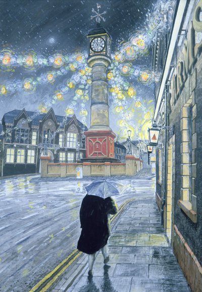غسق ديسمبر في Tredegar ، 1992 (الغواش على البطاقة) بواسطة Huw S. Parsons