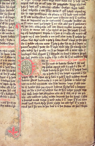 تاريخ P الأولي في بداية ملحمة جرينلاندز ، من Flateyjarbok (كتاب Flatey) أواخر القرن الرابع عشر بواسطة المدرسة الآيسلندية