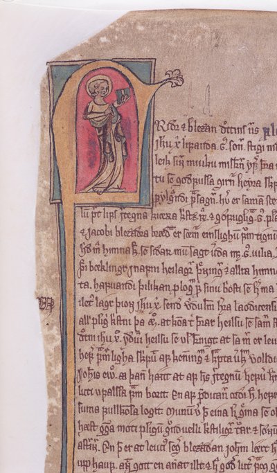 بداية تاريخية في بداية ملحمة الرسل يوحنا ويعقوب ، من Codex Scardensis ، c.1360 بواسطة المدرسة الآيسلندية