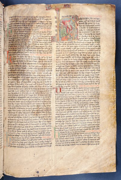 بداية حكاية Halfdan الأسود ، من Flateyjarbok (كتاب Flatey) أواخر القرن الرابع عشر بواسطة المدرسة الآيسلندية