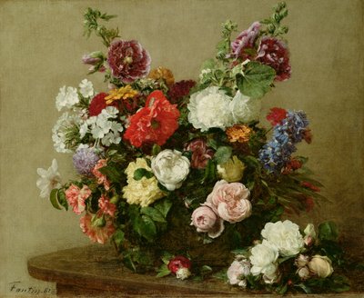 الورود والفاوانيا الفرنسية ، 1881 بواسطة Ignace Henri Jean Fantin Latour