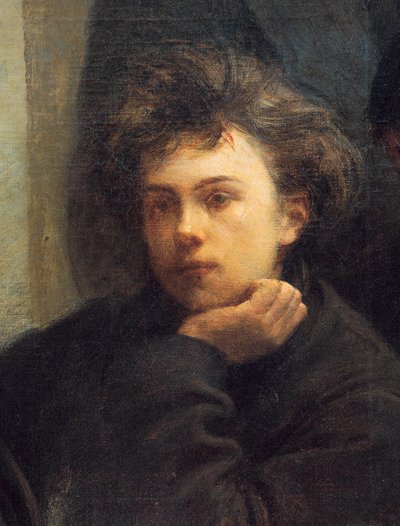 صورة شخصية لآرثر رامبو ، تفاصيل من اللوحة الزاوية طاولة بواسطة Ignace Henri Jean Fantin Latour