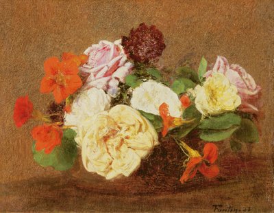 الورود والكربونات في إناء ، 1883 بواسطة Ignace Henri Jean Fantin Latour