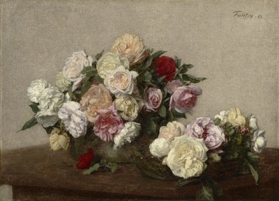 الورود في وعاء وصحن ، 1885 بواسطة Ignace Henri Jean Fantin Latour
