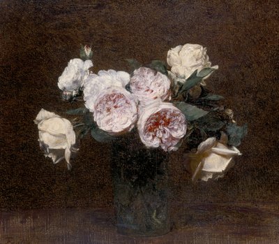 الحياة الساكنة: الورود والأبيض والوردي ، 1894 بواسطة Ignace Henri Jean Fantin Latour