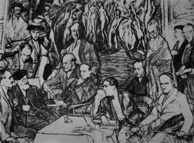 أصدقائي - 1920-36 - رسم - كربون - زيت - قماش - 234X292 سم بواسطة Ignacio Zuloaga y Zabaleta