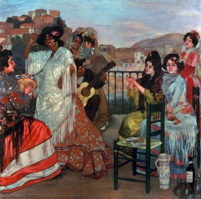عزف الجيتار على الشرفة 1903 م بواسطة Ignacio Zuloaga y Zabaleta