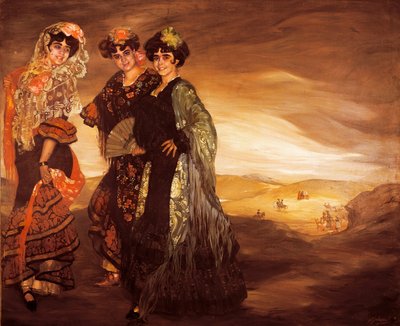 أبناء العمومة الثلاثة (مع الأزياء الإسبانية التقليدية للراقصين) حوالي 1903 (زيت على قماش) بواسطة Ignacio Zuloaga y Zabaleta
