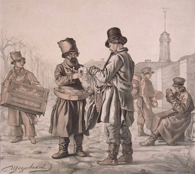 بائع شارع Sbiten من السلسلة هؤلاء هم شعبنا ، 1842 بواسطة إغناتي ستيبانوفيتش ششروفسكي