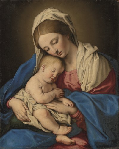 السيدة العذراء والطفل (زيت على قماش) بواسطة Il (1609-85) Sassoferrato