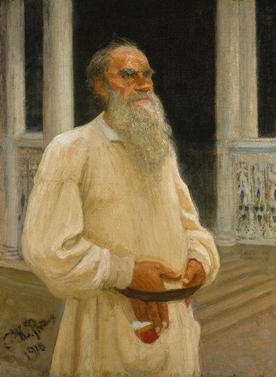 صورة للمؤلف الكونت ليف نيكولايفيتش تولستوي 1828-1910 ، 1916. بواسطة ايليا افيموفيتش ريبين