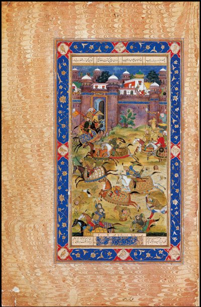 ناريمان يقتل ابن خاقان الصيني. من ملحمة Garshaspnama بواسطة Asadi Tusi بواسطة الفن الهندي