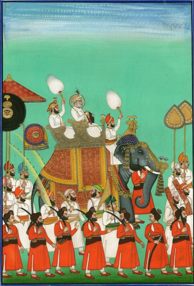 راجاه جودبور ركوب الفيل ، ج. 1780 بواسطة الفن الهندي