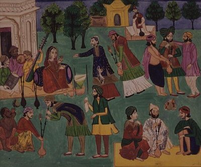 AS10 Vol.49 ff.1 4782 أرشيف المكتب الهندي ، "الآداب والعادات" ، أحد الرسومات الأربعة التي تصور تصنيع واستخدام المخدرات ، لفنان أمريتسار ، البنجاب ، حوالي 1870 (جواش على ورق) بواسطة المدرسة الهندية