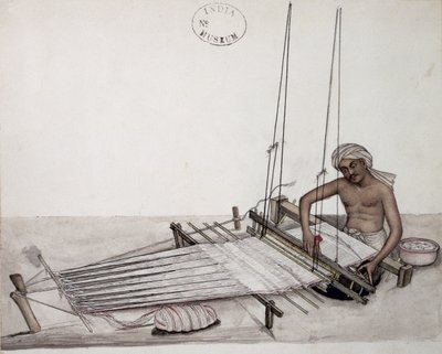AS10 Vol.52 f5 4904 cat.201 i-iv Weaver at a loom ، بومباي ، حوالي 1873 (ألوان مائية على ورق) بواسطة المدرسة الهندية