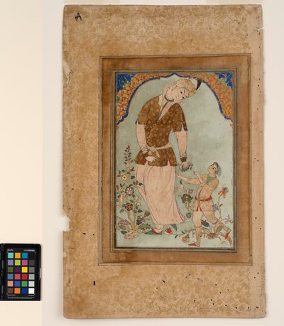 صقارة تقبل فريستها من صفحة ، حوالي 1580 (ألوان مائية غير شفافة وذهبية على ورق ، مثبتة على صفحة ألبوم) بواسطة المدرسة الهندية