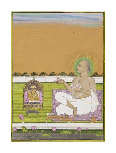 حكيم طائفة Pushtimarg وشري ناثجي ، c.1850 بواسطة المدرسة الهندية