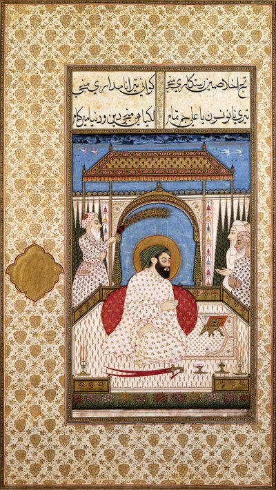 حاكم صوفي يسلط على قراءة القرآن "على الشرفة ، ج .1700 بواسطة المدرسة الهندية