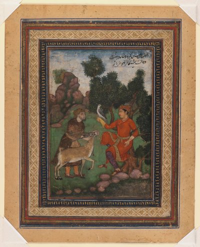 صقر وصاحب لعبة ، c.1600 (مرحاض على ورق) بواسطة المدرسة الهندية