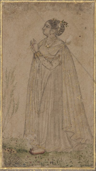أميرة تعبد الشمس ، c.1600 (مرحاض غير شفاف وذهب على ورق) بواسطة المدرسة الهندية