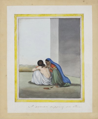 امرأة الحجامة آخر ، c.1815 (مرحاض غير شفاف على الورق) بواسطة المدرسة الهندية
