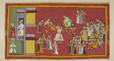 أضف 15296 (1) ص 50 ، كان Dasaratha قد أمر سومانترا سابقًا باستدعاء ملكاته وجميع زوجاته ، الذين يحيطون الآن بالملك عندما تجلب سومانترا المنفيين لتوديعهم. يحاول Dasaratha إقناع Rama بعدم الذهاب إلى الغابة ، حتى إلى r بواسطة المدرسة الهندية