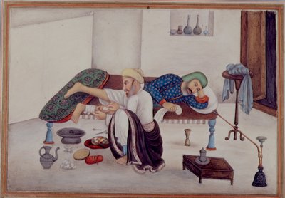 أضف 27255 صفحة 219v جراح مع مريض ، من "تشريح الأقفام" التي جمعها العقيد جيمس سكينر (1778-1841) 1825 (الغواش على الورق) بواسطة المدرسة الهندية