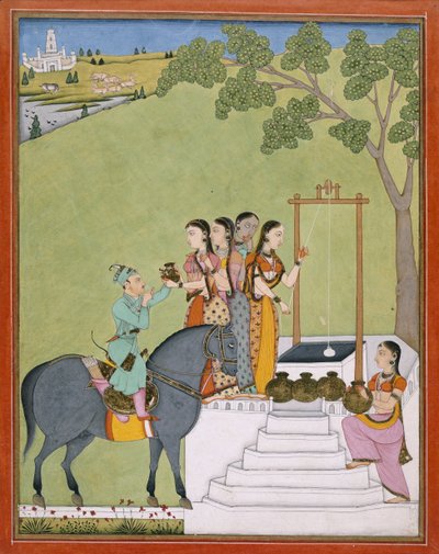 أضف Or 3846 أميرًا في بئر ، حوالي عام 1780 (ألوان مائية على ورق) بواسطة المدرسة الهندية