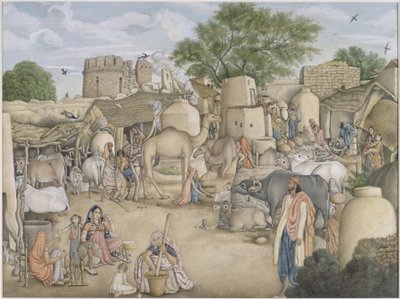 إضافة 4057 مشهد شارع في قرية رانية حوالي 1816 - 20 (ألوان مائية وغواش على ورق) بواسطة المدرسة الهندية