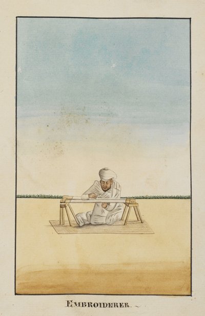 أضف Or 2716 ، Embroiderer جالسًا في إطاره بواسطة المدرسة الهندية