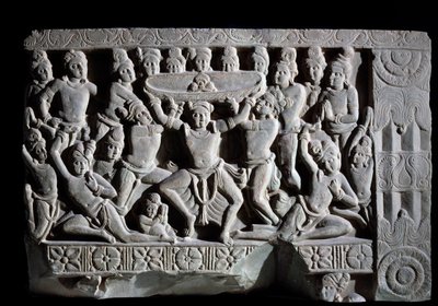 Adoration of the turban (fragment of relief, 225-325) بواسطة المدرسة الهندية