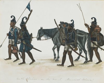 أكالي السيخ في مارس ، حوالي 1850 (ألوان مائية غير شفافة على ورق) بواسطة المدرسة الهندية